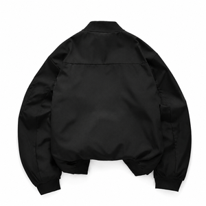 Blouson Bomber Noir Personnalisé pour Homme, Col Montant, Fermeture Éclair, Style Décontracté Automne, Coupe Droite, Extérieur en Polyester - Product Image 2