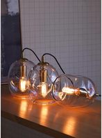 Lampe suspendue moderne et contemporaine en verre transparent, globe organique en laiton doré, cordon réglable, pour chambre à coucher, table à manger, petite ou moyenne taille