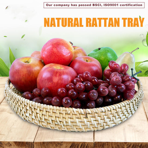 Bandeja Redonda de Ratán Natural Tejida a Mano, con Doble Asa, Duradera, para Decoración del Hogar y Hoteles, en Oferta - Product Image 5