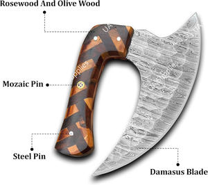 Cuchillo de Chef Ulu Moderno de Acero de Damasco, Ambidiestro, Mango de Madera y Hueso, Longitud de Hoja Personalizable (4-5.9in), Extra Afilado, con Funda de Cuero - Product Image 4