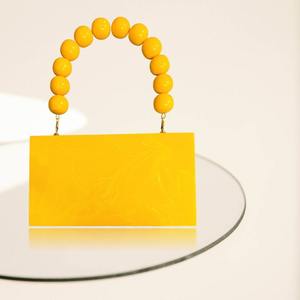 Pink Cubical Storage <b>Bag</b> Resin <b>Clutch</b> <b>Bag</b> Beaded Handle Luxe Acrylic Evening Purse Chic Designer Bridal Wedding Party Handbag - Product Image 2