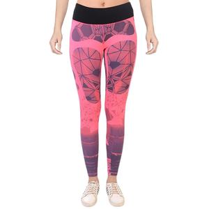 Leggings taille haute à imprimé géométrique, extensibles et respirants, pour le sport, pantalon de yoga pour femme, motif rose et violet, tissu tricoté - Product Image 3