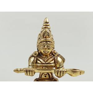 Petite sculpture Devi Annapurna de 3 pouces en laiton fabriquée à la main en Inde - Product Image 1