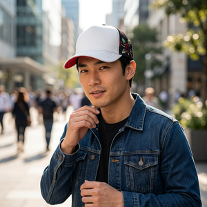 Unisex Trucker Cap <b>White</b> Mesh Character Print Adjustable Back Casual Spring Summer 6-Panel <b>Hat</b> - Product Image 6