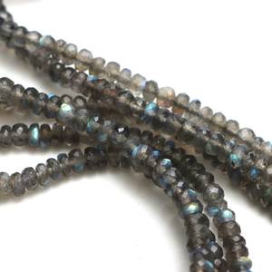 Natural Labradorite Faceted Rondelle <b>Beads</b> Strands 4.5 To 5.5mm Loose Gemstone <b>Beads</b> For Jewelry <b>Bracelet</b> Making Wholesale Bulk - Product Image 4
