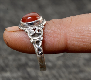 Carnelian Gemstone Midi <b>Ring</b> 925 Silver Handmade <b>Statement</b> <b>Ring</b> for Women handmade Birthday Anniversary Gift <b>Ring</b> For Her - Product Image 2