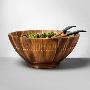 Bols de service à salade en bois d'acacia mangue, design moderne, vaisselle jetable pour fêtes, artisanat haut de gamme, Uttar - Product Image 3