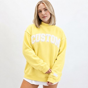 Sweat-shirt à col montant pour femme, en tissu respirant et confortable, surdimensionné, avec lettres brodées personnalisées, service OEM ODM - Product Image 2
