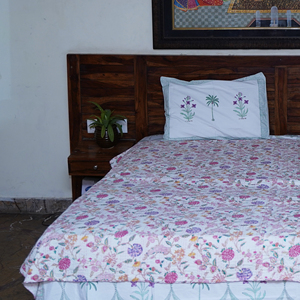 Vintage Floral Kantha Cotton <b>Quilt</b> Handmade Printed <b>Throw</b> Blanket Sofa Couch Cover All-Season Home & Hotel Use - Product Image 5