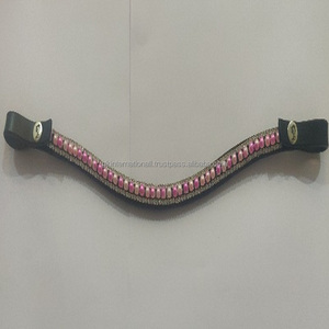 Banda de cuero para cejas de caballo de calidad superior con perlas personalizadas y cristales bucles ajustables en ambos lados - Product Image 2