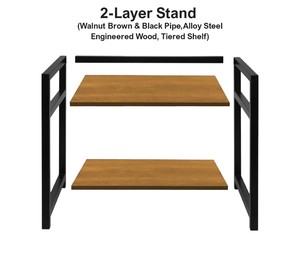 2 Tier Kitchen <b>Microwave</b> Stand Metal Frame Wood Countertop Storage Rack Organizer <b>Shelf</b> - Product Image 2