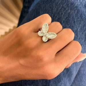 Wholesale 10K 14K 18K Solid Gold Lab Grown Diamond Butterfly <b>Statement</b> <b>Ring</b> Luxury Cocktail <b>Rings</b> Real Gold Jewelry Manufacturer - Product Image 2