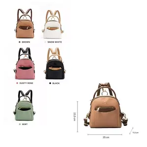 Premium Synthetic Leather Freya Bag Lady Solid Pattern Multi-functional Convertible Backpack Sling Bag Removable <b>Coin</b> <b>Wallet</b> - Product Image 4