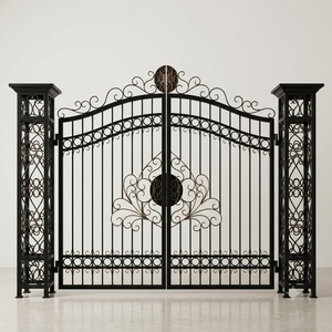 Portail à double battant en fer forgé, design européen, robuste, fait main, anti-rouille, avec revêtement en poudre, pour propriétés résidentielles - Product Image 1