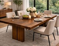 Table à manger en bois massif de noyer, vente en gros d'usine, pour salle à manger, usage intérieur/extérieur, mobilier pour hôtels et maisons, vente en gros OEM