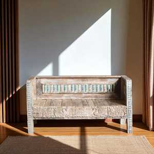 Bancs en bois de style vintage indien, bancs en bois durables, meubles de maison, décoration vintage à combiner - MOQ 1 conteneur seulement - Product Image 4