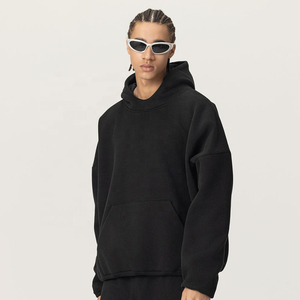 Sweat-shirt à capuche surdimensionné pour homme, couleur unie, en molleton de coton, décontracté, manches régulières, pour l'automne - Product Image 3