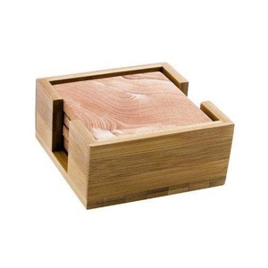Ensemble de sous-verres carrés en bois d'acacia faits à la main avec support en métal, sous-verres modernes en bois pour table basse, bar, décoration de la maison, cadeau - Product Image 4