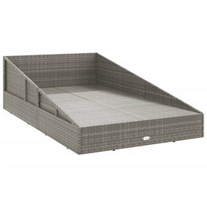 Cama de día con cojín gris y gris oscuro, tumbona de acero y ratán PE - Product Image 6