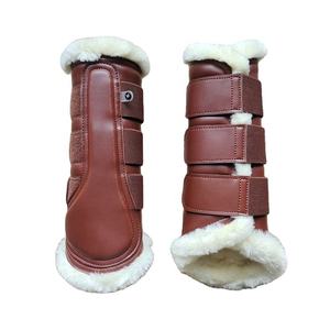 อุปกรณ์ป้องกันขาสำหรับม้า รองเท้าบูทหนังเทียมบุขนแกะสำหรับกระโดดข้ามเครื่องกีดขวาง รองเท้าบูทขนสังเคราะห์นีโอพรีน อุปกรณ์ขี่ม้า - Product Image 1