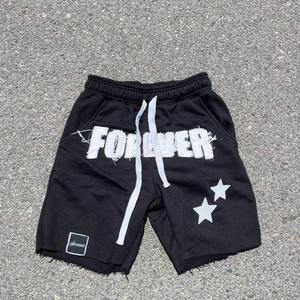 Custom <b>Men's</b> Casual Cotton <b>Shorts</b> with Acid Wash Distress Embroidery <b>Patch</b> Raw Hem Ripped Cut Sun Faded Style - Product Image 2