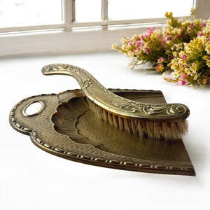 Vintage Brass <b>Dustpan</b> <b>and</b> <b>Brush</b> <b>Set</b> Solid Brass Metal Dust Pan with Handheld Cleaning <b>Brush</b> Antique Gold Finish Decorative - Product Image 2
