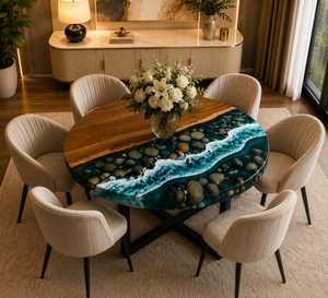 Artisan Crafted Solid Wood <b>Epoxy</b> Resin <b>Table</b> Natural Live Edge River Dining <b>Table</b> Custom Luxury Furniture for Contemporary - Product Image 5
