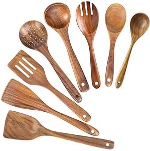 Juego de utensilios de cocina de madera personalizados, ecológicos, espátula, cuchara, volteador, cucharón, herramientas de 10 ml, oro rosa espejo - Product Image 4