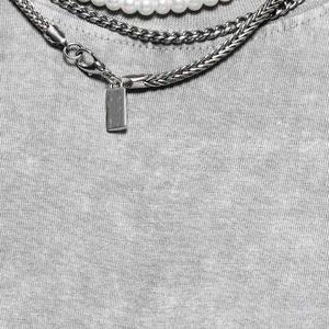 T-shirt décontracté gris délavé en coton pour homme, coupe oversize, col rond, manches courtes, jersey uni - Product Image 6