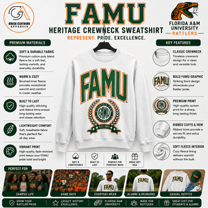 โลโก้แบบกำหนดเองสำหรับเสื้อสเวตเชิ้ต FAMU สีเขียวส้ม คอโอเวอร์ไซส์ หนัก 370 กรัม ยูนิเซ็กส์ สไตล์วิทยาลัย สตรีทแวร์ ผ้าฝ้าย 100% - Product Image 5