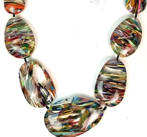 Artistic <b>Resin</b> Angel Statement Necklace Irregular Shape Multicolor Abstract Pattern Handmade Fashion Jewelry Collectible <b>Craft</b> - Product Image 6