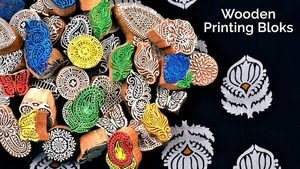 En gros, bloc d'impression textile en bois fait main, motif floral archétype Mughal, pour tissu textile, Mehndi Potter - Product Image 3