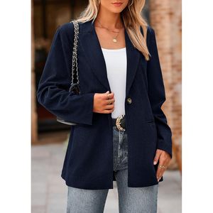 Chaquetas de Pana Personalizadas para Mujer, Estilo Informal Elegante, Manga Larga Acanalada, Solapa, para Trabajo, Negocios, Ropa Exterior - Product Image 4