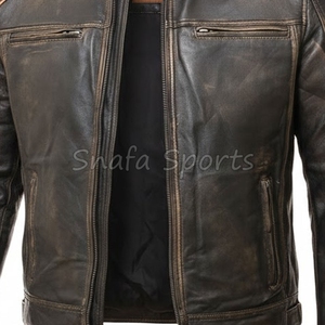 Cool Style <b>Men</b> <b>Leather</b> <b>Jacket</b> In Wholesale Price Competitive Classic Zip Up <b>Man's</b> <b>Leather</b> <b>Jackets</b> For Sale - Product Image 3