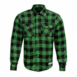 Heavyweight <b>Brushed</b> Cotton Flannel Breathable Customizable Beaded Silk Screen Printed Unisex Full Sleeve Motorcycle Shirt Winter - Product Image 1