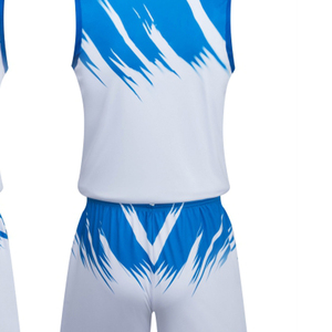 Conjunto de Camiseta de Baloncesto Unisex, Diseño Pakistaní, Color Blanco y Azul Sólido, Impresión por Transferencia de Calor, Cuello en V sin Mangas, Absorbe la Humedad - Product Image 6