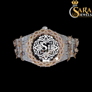 Reloj de Diamantes Moissanite con Incrustaciones de Oro Elegante y de Alta Gama para Celebraciones y Estilo Hip Hop, Disponible para Exportación - Product Image 1