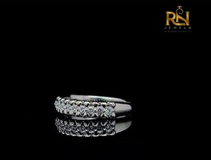 Double Row <b>Crown</b> Lab Grown Diamond Half Eternity Band Solid Gold Tiara Stacking <b>Ring</b> Women OEM ODM Wholesale B2B Supply - Product Image 3