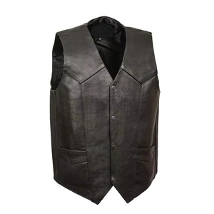 Chaleco de Cuero Genuino para Hombre, Chaleco de Motociclista de Piel de Vacuno de Primera Calidad, Logotipo Personalizado, Proveedor de Fábrica al por Mayor OEM - Product Image 2