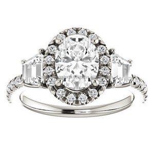 Nouveau Design Art Déco 1.5 Ct Coupe Ovale Moissanite Diamant Bague De Mariage Vintage Starburst Halo Bague De Fiançailles Pour Les Femmes - Product Image 2