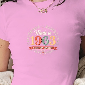Camiseta Corta de Punto con Estampado Ajustado para Mujer, Estilo Vintage Y2K, Edición Limitada 1963 - Product Image 4