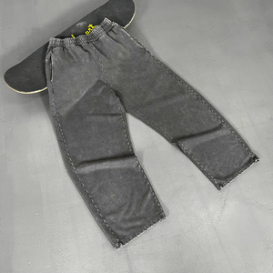High Quality 440gsm Outdoor Streetwear Acid Wash Trousers men's pants Washed Retro Scimitar Pants <b>Oversized</b> <b>Joggers</b> Sweatpants - Product Image 4