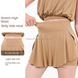 Ensemble jupe de badminton pour femmes, 2 pièces, couleur unie, coton respirant, pour entraînement en salle de sport - Product Image 3