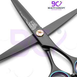 Meilleur fournisseur avec logo personnalisé, qualité supérieure, nouvelle arrivée, ciseaux de coiffure pour barbier avec pivot doré et anneaux arc-en-ciel - Product Image 3