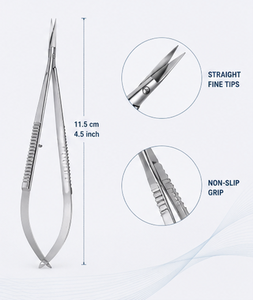 Ciseaux à ressort microchirurgicaux professionnels à pointe fine en acier inoxydable, instrument ophtalmique - Product Image 2