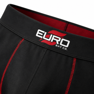 Mens Sports <b>Boxer</b> Brief Yoga Leggings Mid Waist Solid Seamless Black Red Contrast Waistband Athletic Underwear - Product Image 6
