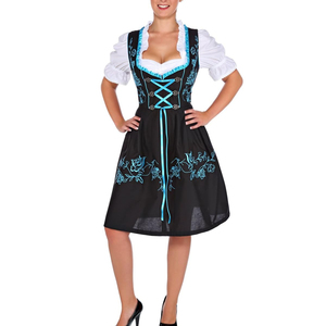 Robe bavaroise traditionnelle à manches courtes, style Dirndl, avec lacets, tenue une pièce pour femmes adultes - Product Image 1
