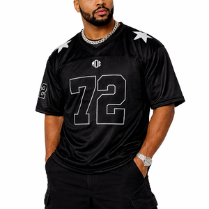 Jersey de Fútbol Americano Negro Personalizado de Moda 2026 con Diseño de Malla en los Hombros, Ropa Deportiva para Hombre, Fabricante Mayorista OEM de EE. UU. - Product Image 3