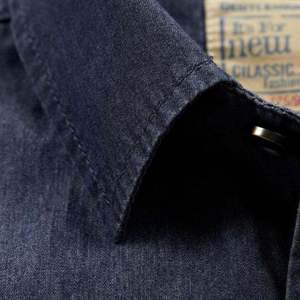 <b>Jean</b> Shirt Factory Wholesale Short Sleeve Cotton Casual Button <b>Up</b> Gym Summer Breathable Denim Shirts For Men's OEM Apparel Sale - Product Image 4