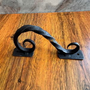 Ensemble de poignées de porte en fer forgé à la main, style vintage en fer forgé noir torsadé - Product Image 1